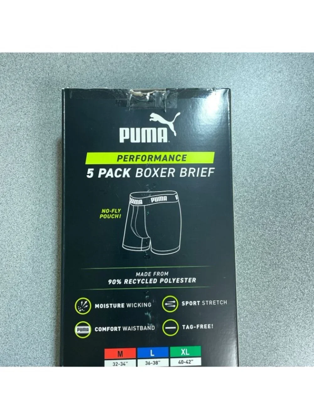 NWT Puma SportLuxe Men's M B Multicolor 5 Pack Boxer Brief Performance